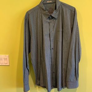 BUGATCHI BLUE PLAID BUTTON DOWN LONG SLEEVE